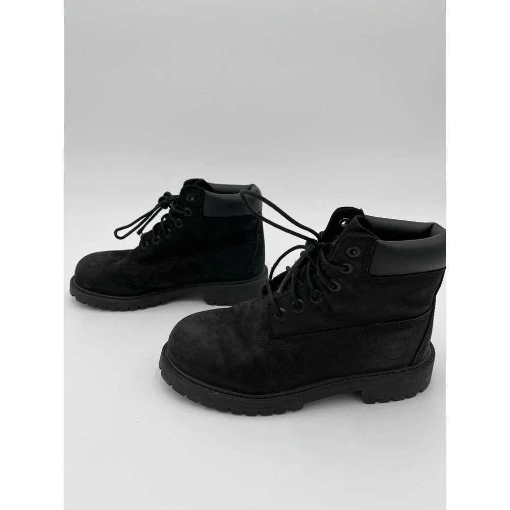 Timberland 6-inch Premium 12707 Boys US 1 Boots Black Leather Waterproof‎ Ankle